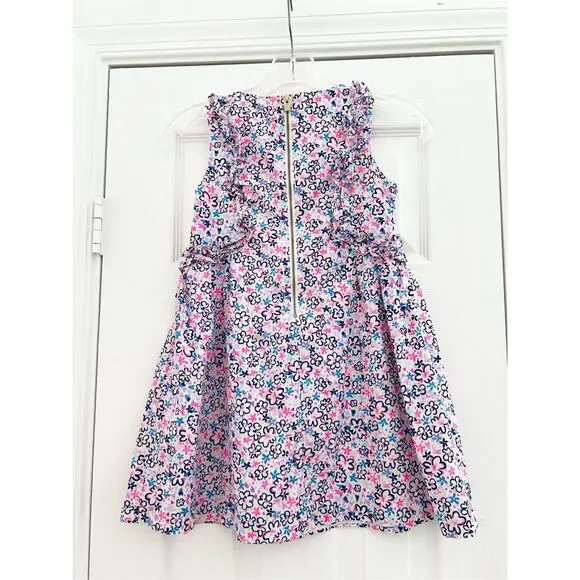 Lilly Pulitzer Girls Fun Sun Repeat Pink and Blue Flowers Dress Size 8 - Picture 3 of 5